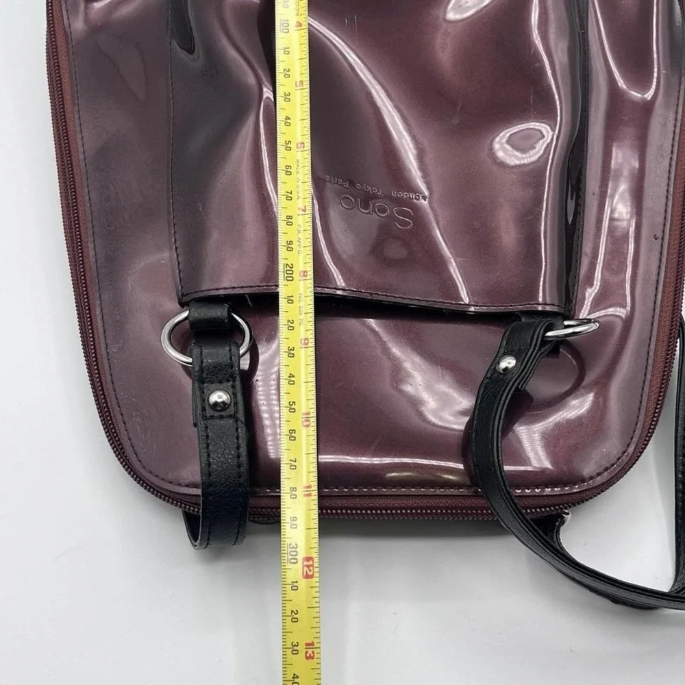 Sono Backpack Purse Burgundy Patent Leather Look Convertible‎ Bag – London Tokyo